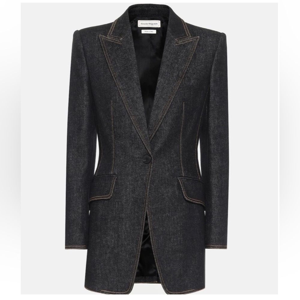 Alexander McQueen Black Demin Blazer Tailored Suit Jacket